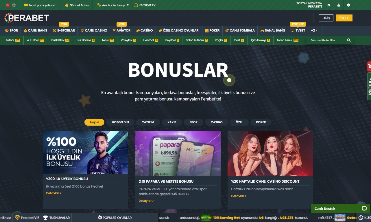 Perabet Bonus Fırsatları Nelerdir